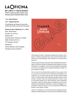 Título: Glas (Clamor) Autor: Jacques Derrida