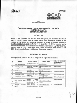 Región Pacífico ÓRGANO COLEGIADO DE ADMINISTRACIÓN Y