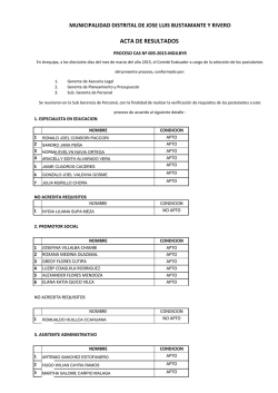 Relaci&oacute;n de APTOS - Convocatoria CAS N&ordm; 005-2015
