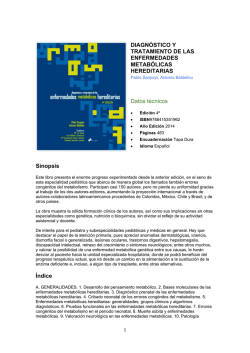 diagn&oacute;stico y tratamiento de las enfermedades metab&oacute;licas