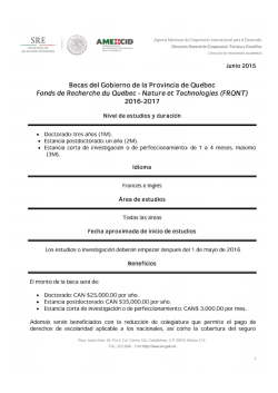 SRE-Becas del Gobierno de la Provincia de Québec 2016-2017