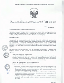 RESOLUCIÓN DIRECTORAL NACIONAL 072-2015-BNP