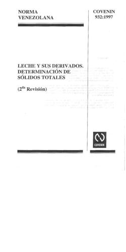 norma covenin venezolana 932:1997 leche y sus