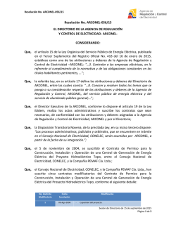 Resolución No. ARCONEL-056/15 EL DIRECTORIO DE LA