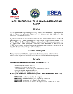 HACCP RECONOCIDA POR LA ALIANZA INTERNACIONAL HACCP