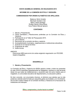 Informe XXXVIII Asamblea Delegados MAR-2015