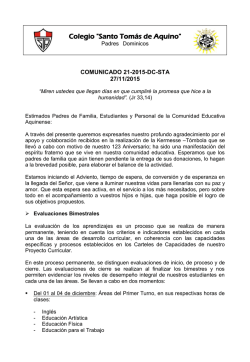 Evaluaciones Bimestrales. - Colegio Santo Tomás de Aquino