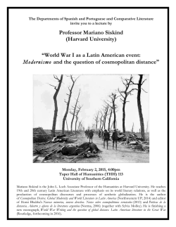 Professor Mariano Siskind (Harvard University) “World War I as a