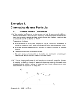 Ejemplos 1. Cinem&aacute;tica de una Part&iacute;cula