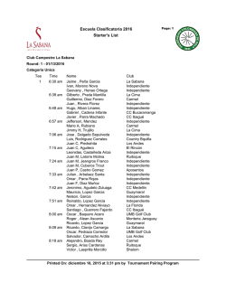 Escuela Clasificatoria 2016 Starter`s List