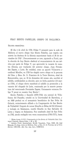 FRAY BENITO PAÑELLES, OBISPO DE MALLORCA El