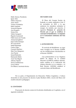Dictamen 15/20 al proyecto de Decreto por el que se establece el