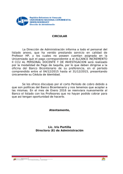 CIRCULAR Atentamente, Lic. Iris Portilla Directora (E) de