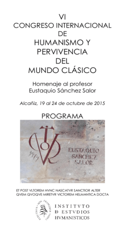 VI HUMANISMO Y PERVIVENCIA DEL MUNDO CLÁSICO