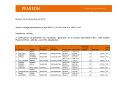 Bogot&aacute;, 22 de Diciembre de 2015 A continuaci&oacute;n se