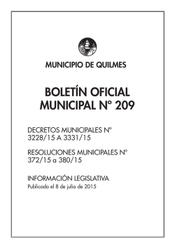 Boletín Oficial Municipal N° 209. Publicado el 08 de julio