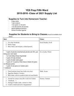 7th Grade Supply List - YES Prep Public Schools