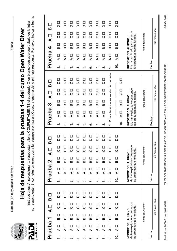 Modelo Hoja De Respuestas 5380