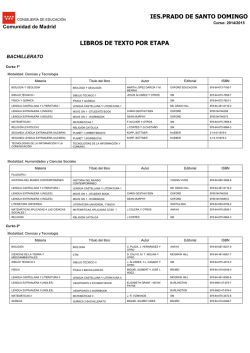Libros de texto para el curso 2015-2016