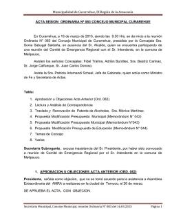 Acta reunión Ordinaria N° 83 - Municipalidad de Curarrehue