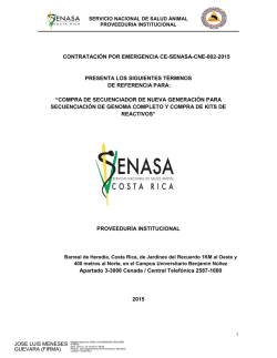 Cartel CE-SENASA-CNE-002-2015 Secuenciador y kits Reactivos