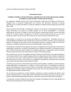Suroeste y Occidente de Antioquia, 30 de junio de