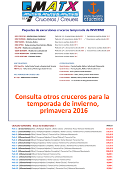 PAQUETES DE EXCURSIONES CRUCEROS 2015