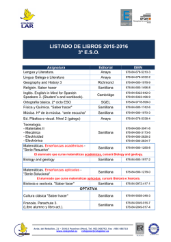 LISTADO DE LIBROS 2015-2016 3º E.S.O.