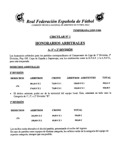 Circular RFEF nº 1 CTAFS.- Honorarios arbitrales 2015/16