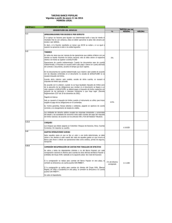 Tarifas 2016 - Banco Popular