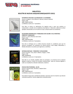 Boletín de Adquisiciones Agosto 2015