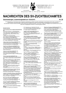 Decknachrichten August 2015