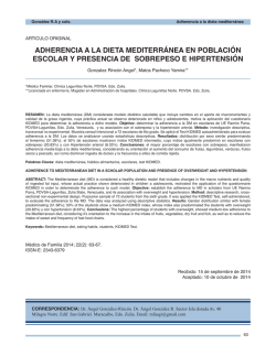 adherencia a la dieta mediterránea en población escolar y