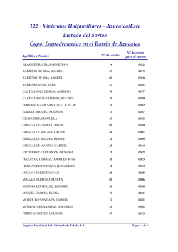 Listado del Sorteo Cupo: Empadronados en el Barrio de Azucaica