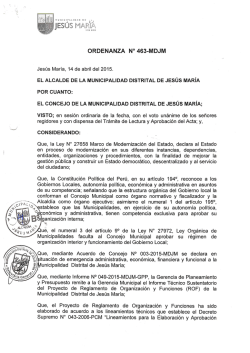 ORDENANZA N° 463-MDJM - Municipalidad de Jesús María
