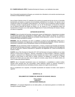 Reglamento de Turismo del Municipio de Guasave