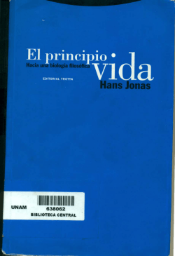Jonas. El problema de la vida y del cuerpo en la doctrina del ser en El