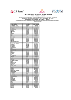 LISTA CATALOGOS UNIFICADA AGOSTO DEL 2015