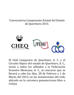 Convocatoria Campeonato Estatal del Estado de Querétaro 2015. El