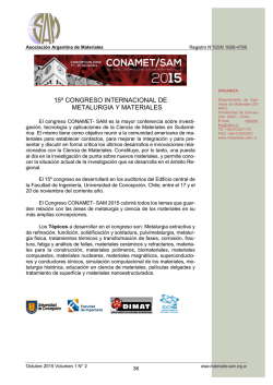 15º Congreso Internacional de Metalurgia y Materiales CONAMET