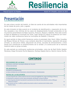 Boletín Nº8 - La Sala de Justicia y Paz del Tribunal Superior de