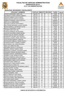 INGRESANTES 2015-II Aula donde recibir&aacute; clases