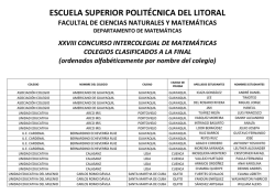 Resultados 2015 - Facultad de Ciencias Naturales y Matemáticas