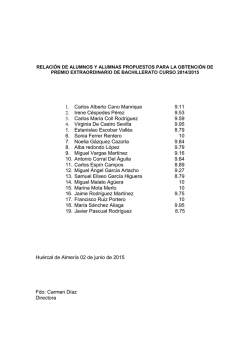 1. Carlos Alberto Cano Manrique 9.11 2. Irene