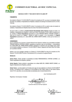 Declara Admisible Candidatura a 1 y 2do