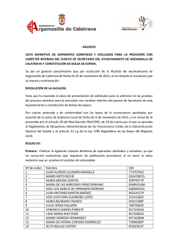 lista definitiva de aspirantes admitidos y excluidos para la provisión