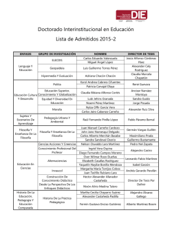 Doctorado Interinstitucional en Educación Lista de Admitidos 2015-2