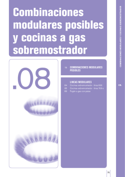 Combinaciones modulares posibles y cocinas a gas sobremostrador