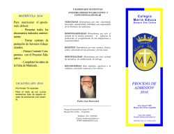 Admision 2016 - Colegio Maria Educa