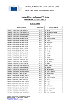 Project Officers for Tempus IV Projects - EACEA